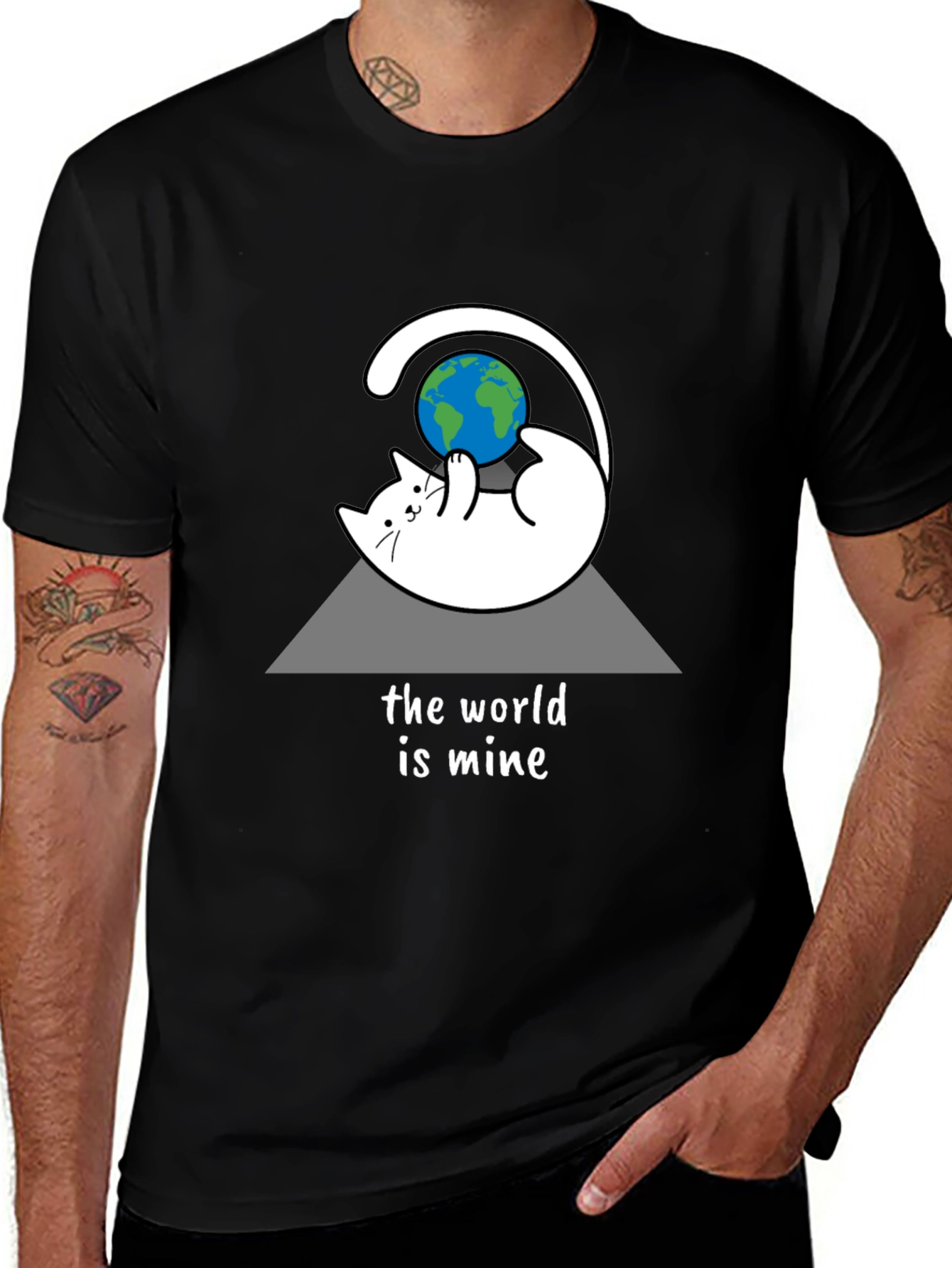 Black The World Is Mine Cat Graphic Tee - Black main image