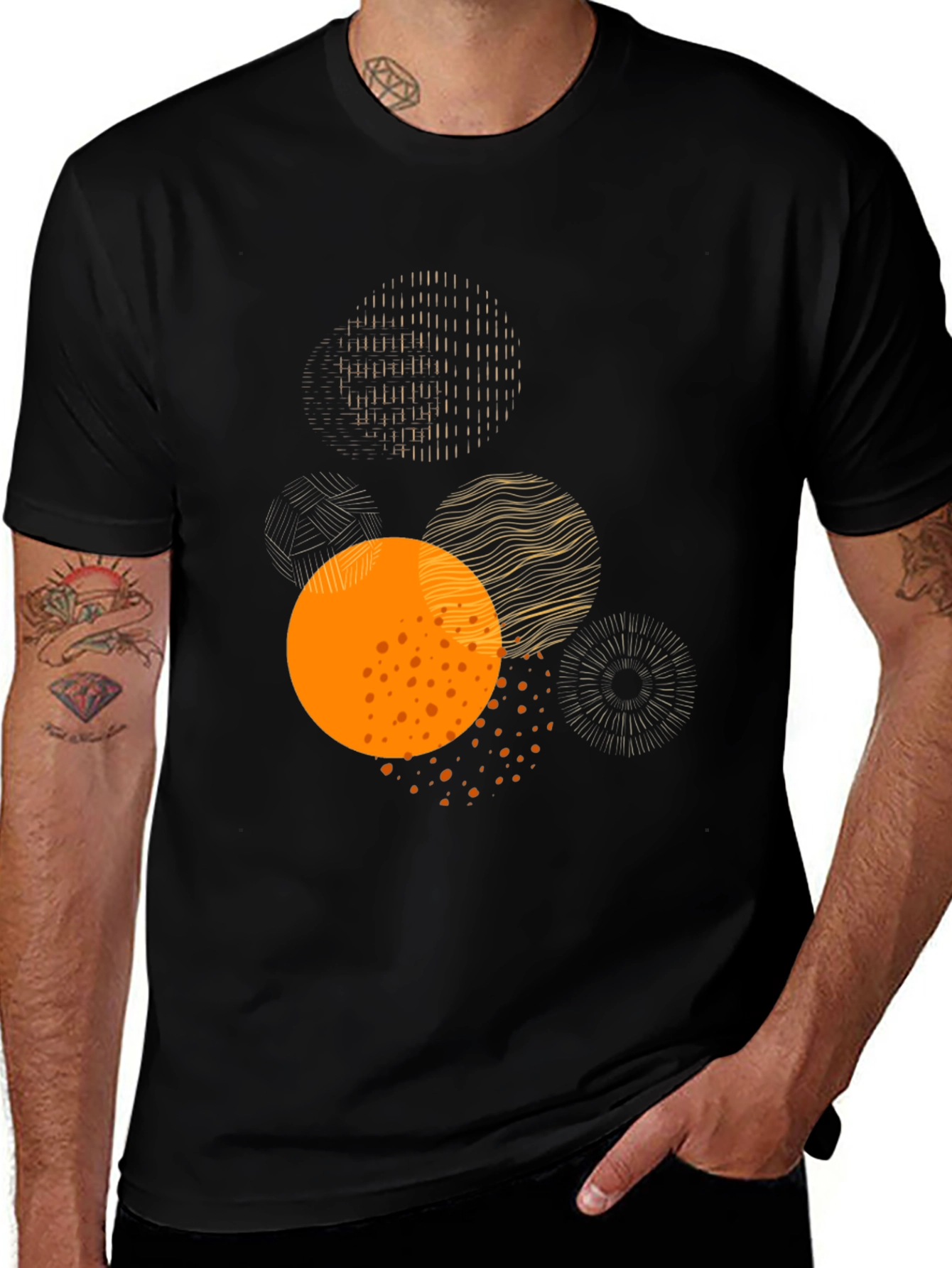 Variant 21 of Abstract Circle Graphic Tee - Stylish Black T-Shirt
