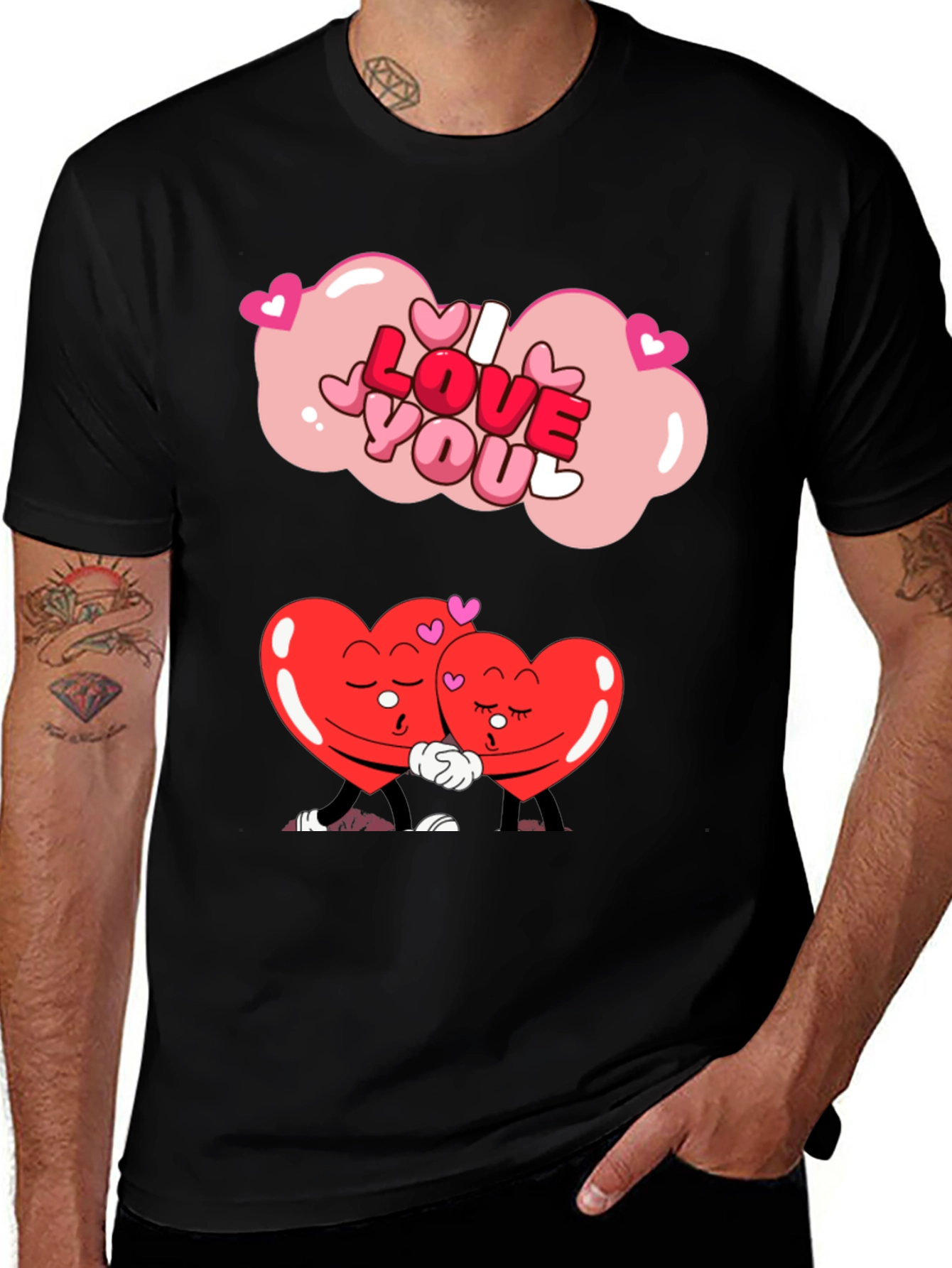 I Love You Hearts Graphic Tee - Valentine's Gift