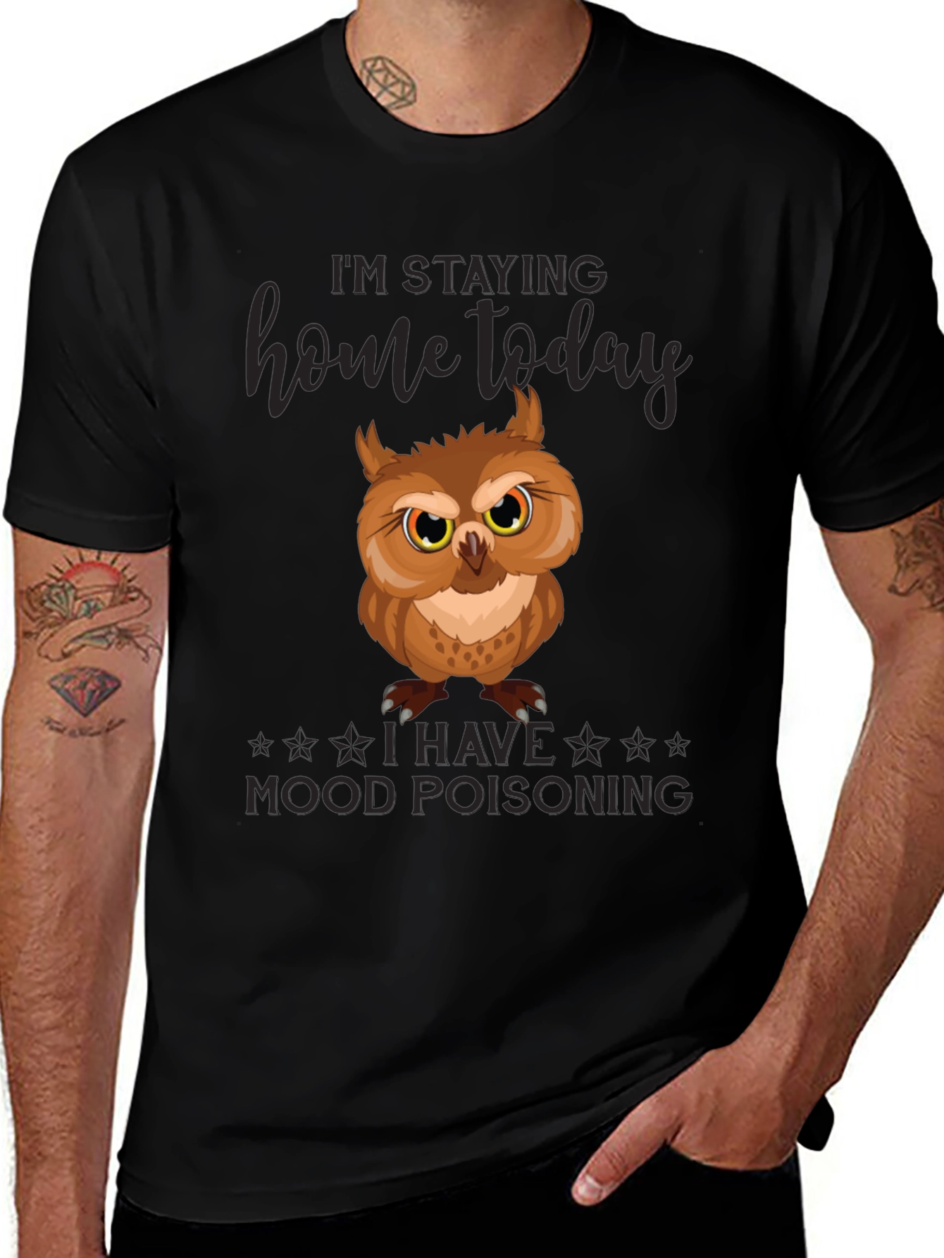 Variant 8 of I'm Staying Home Today Mood Poisoning Owl T-Shirt