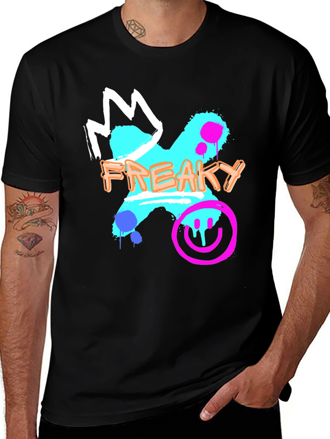 Variant 29 of Freaky Graphic Print Crew Neck T-Shirt