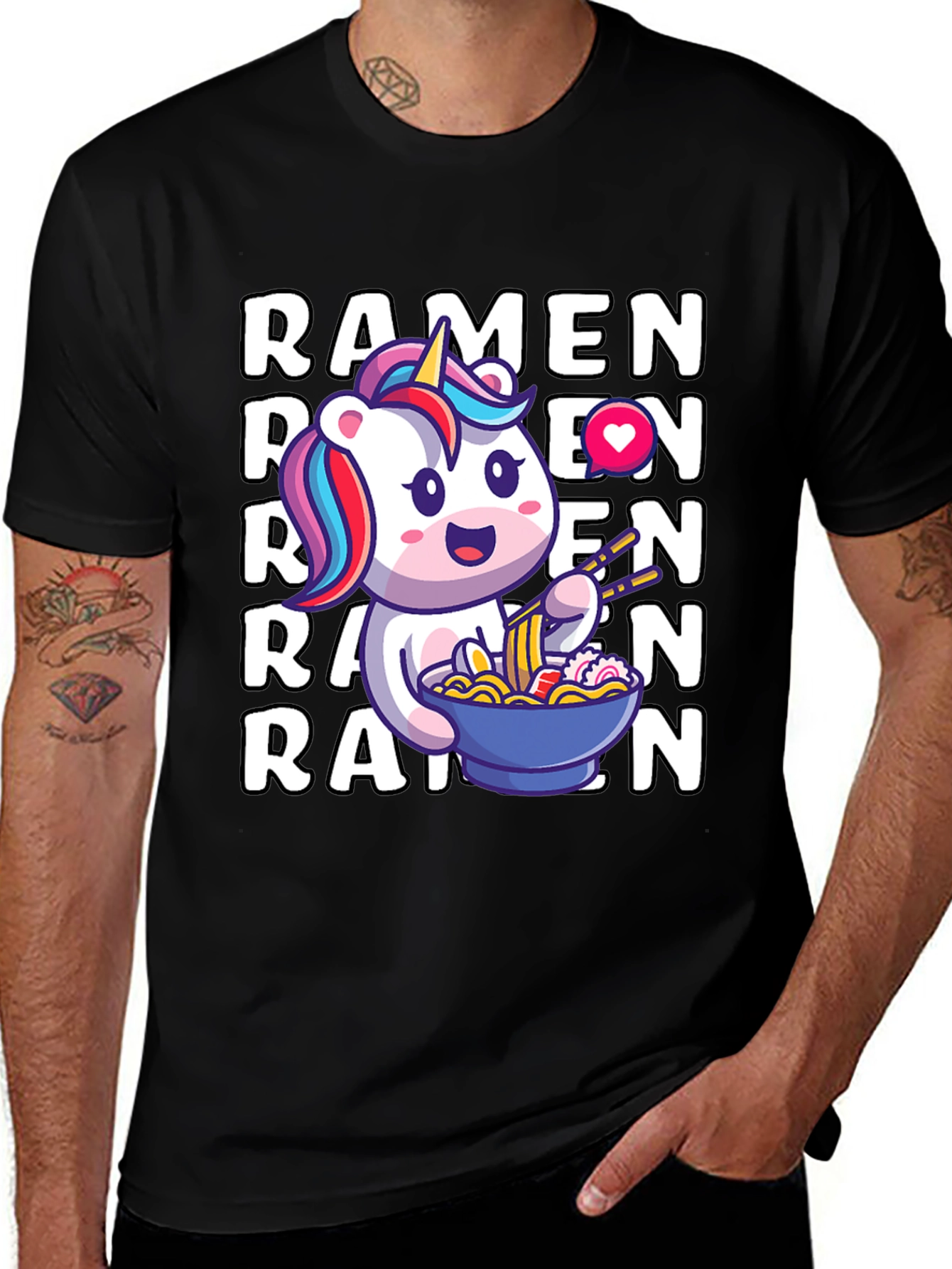 Variant 8 of Ramen Unicorn Graphic Tee - Kawaii Foodie T-Shirt