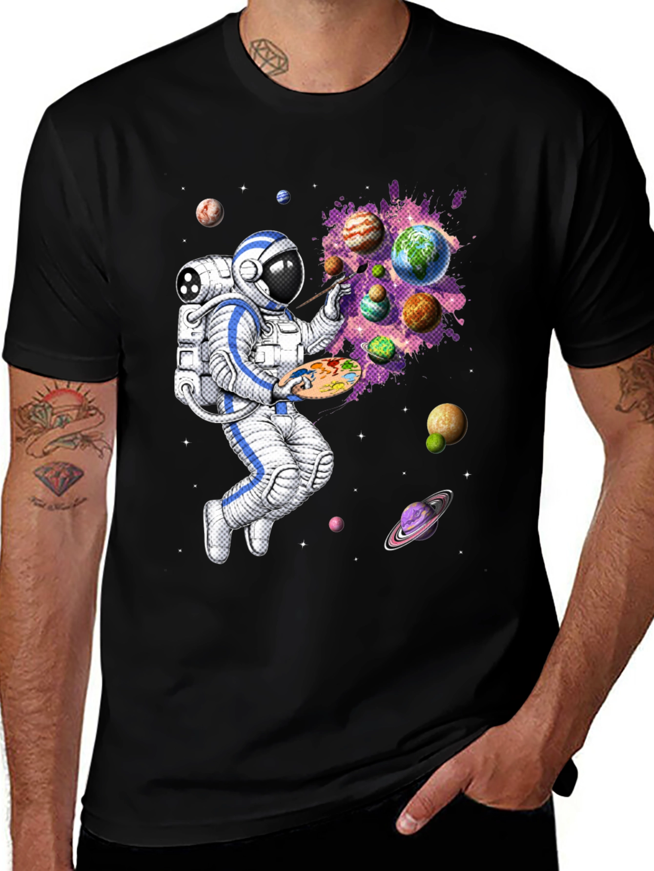 Variant 25 of Astronaut Painter T-Shirt - Space Art Tee
