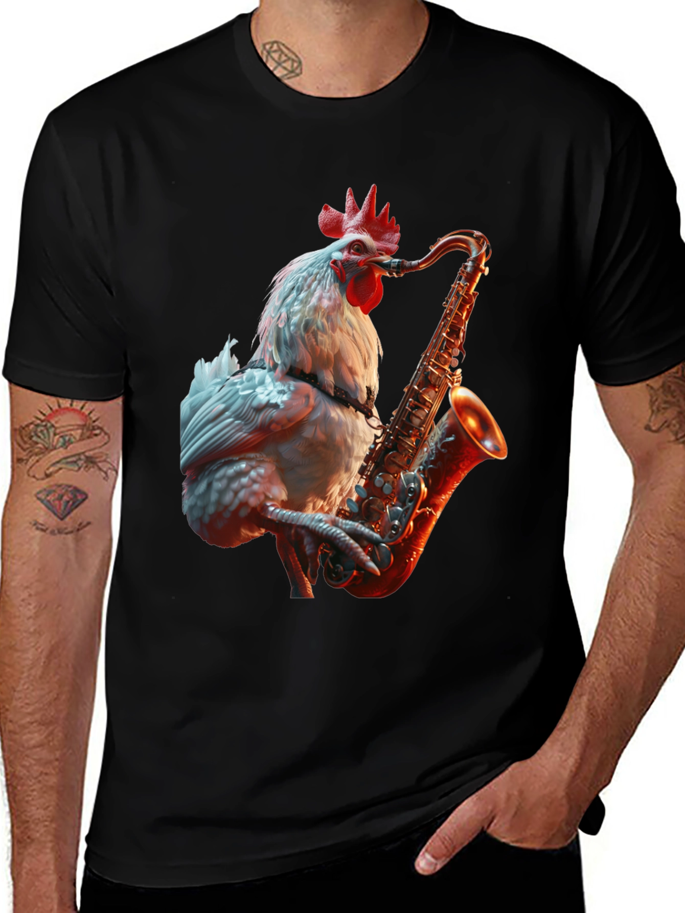 Variant 6 of Funny Chicken Saxophone T-Shirt - Music Lover Tee