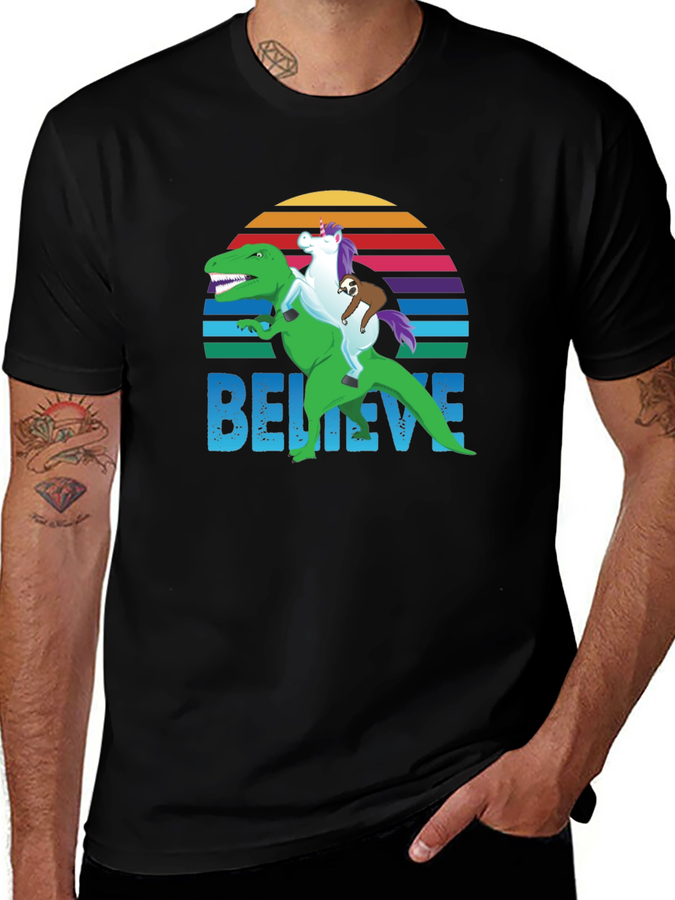 Variant 12 of Dino Unicorn Sloth Believe T-Shirt