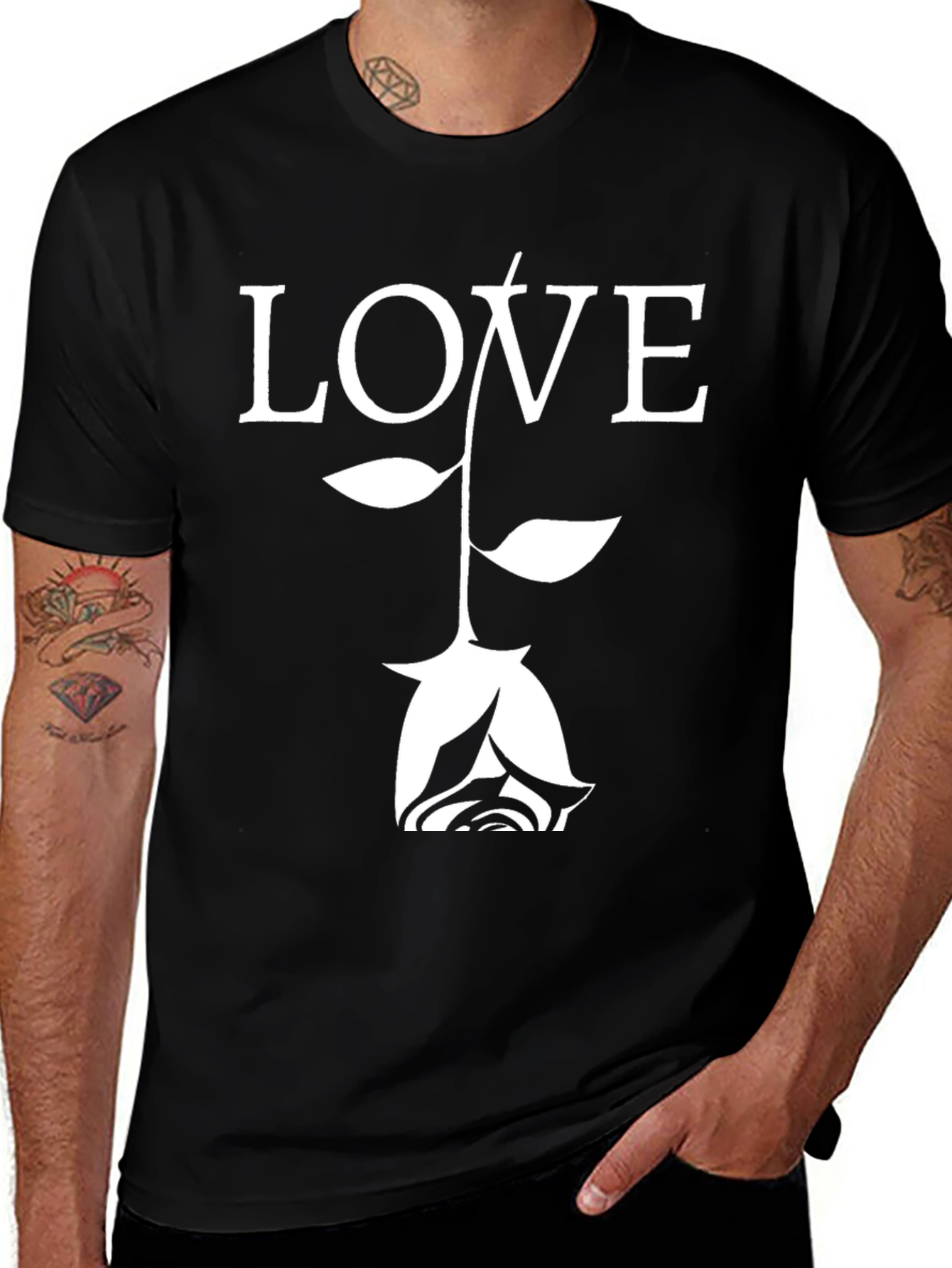 Variant 3 of Love Rose Graphic Tee - Black