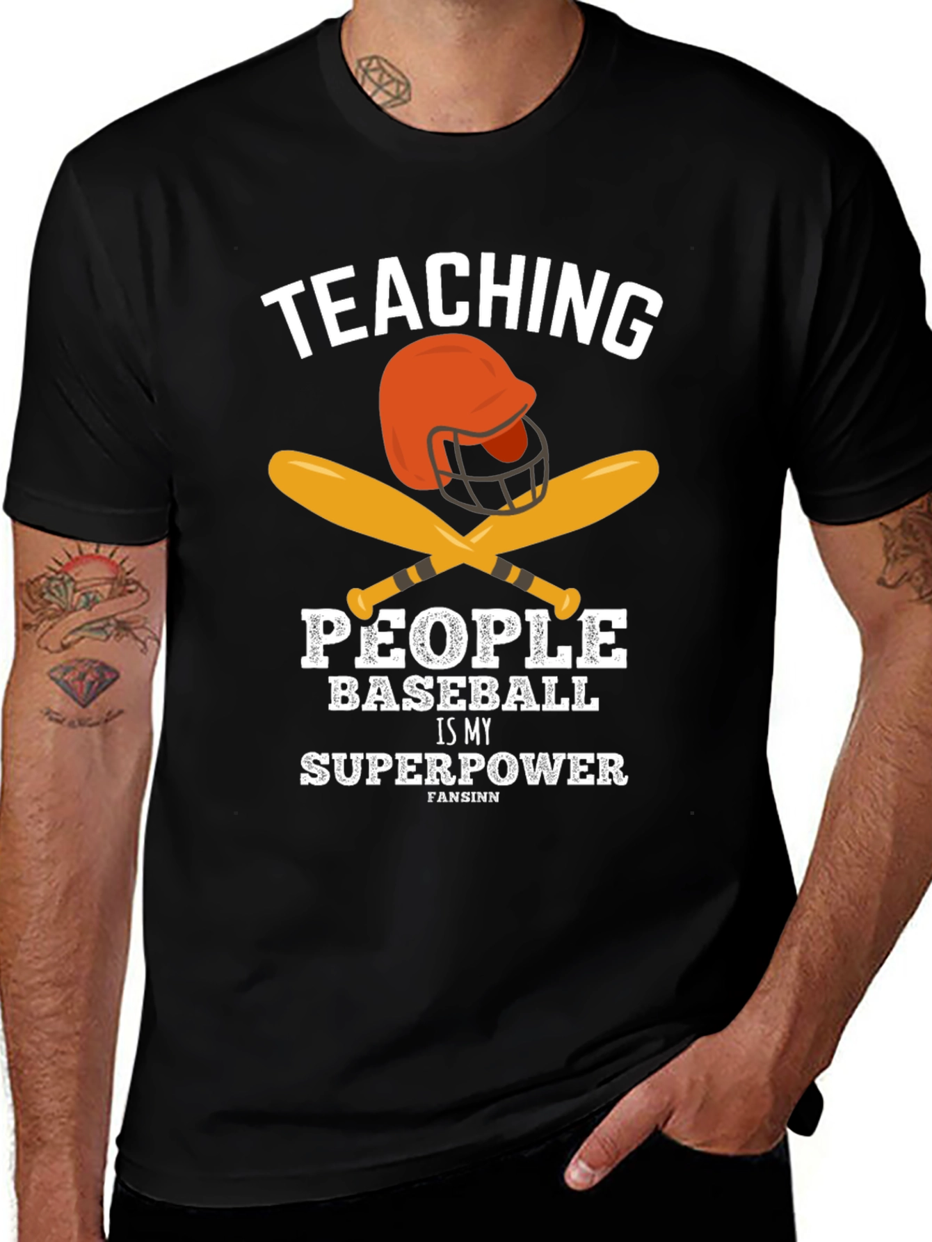Variant 17 of Teaching Baseball T-Shirt: Superpower Design