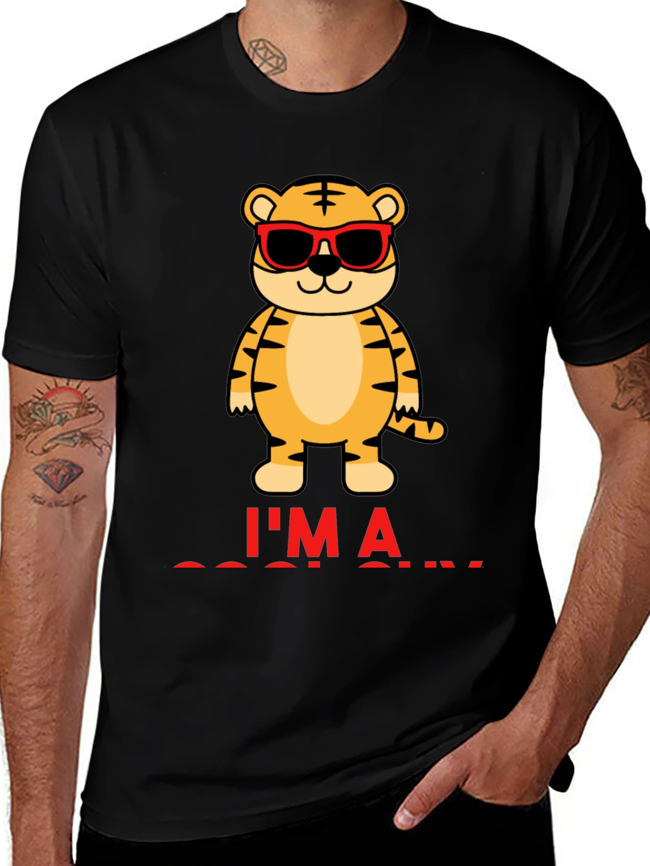Variant 13 of Cool Tiger Graphic T-Shirt - Men's Black Tee