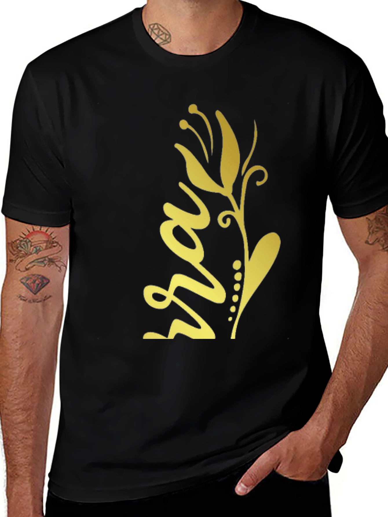 Variant 23 of Floral Script Black Tee