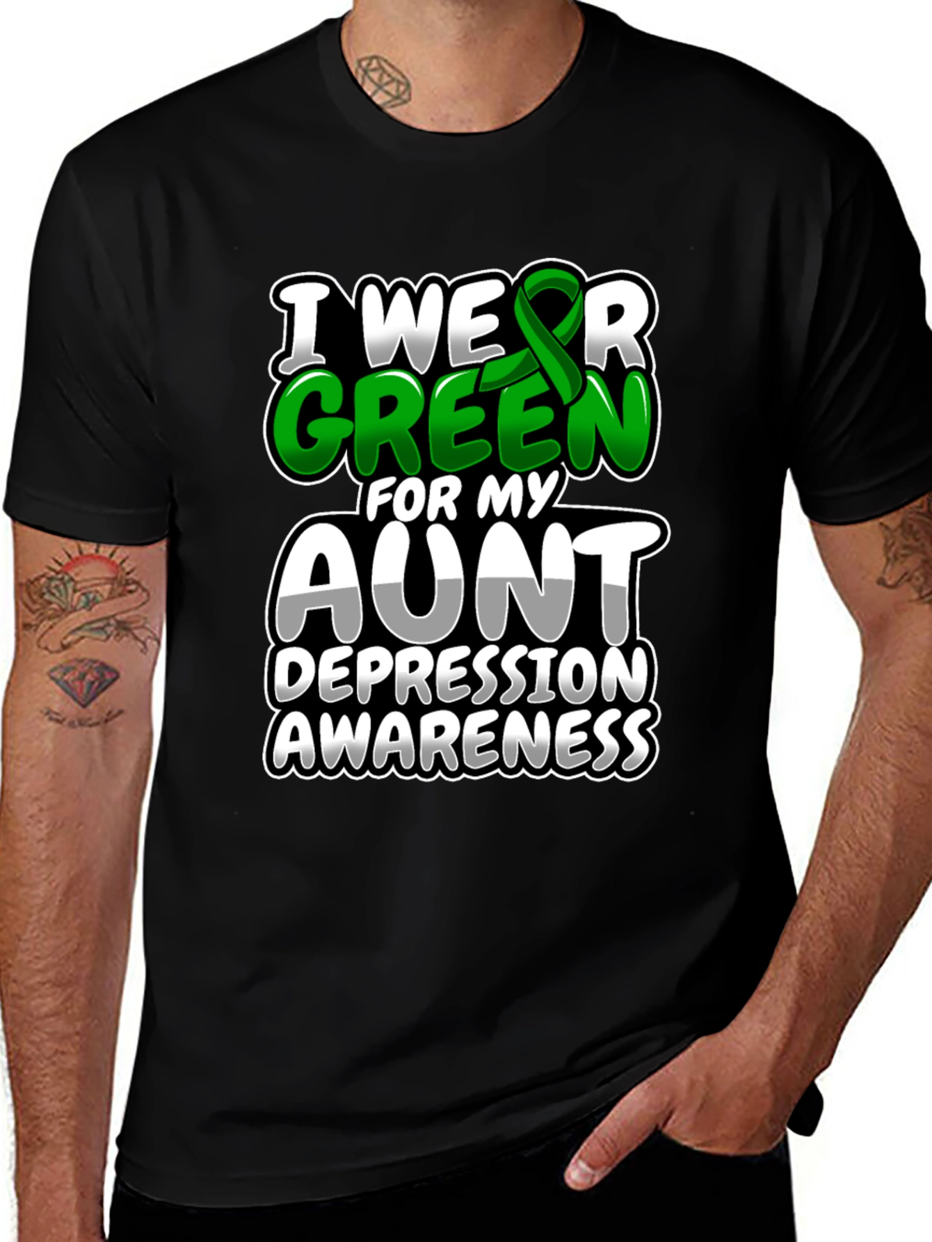 I Wear Green For My Aunt Depression Awareness T-Shirt