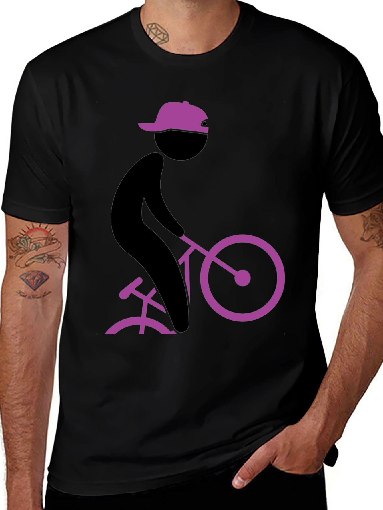 Variant 19 of Cool Black T-Shirt with Cyclist Graphic