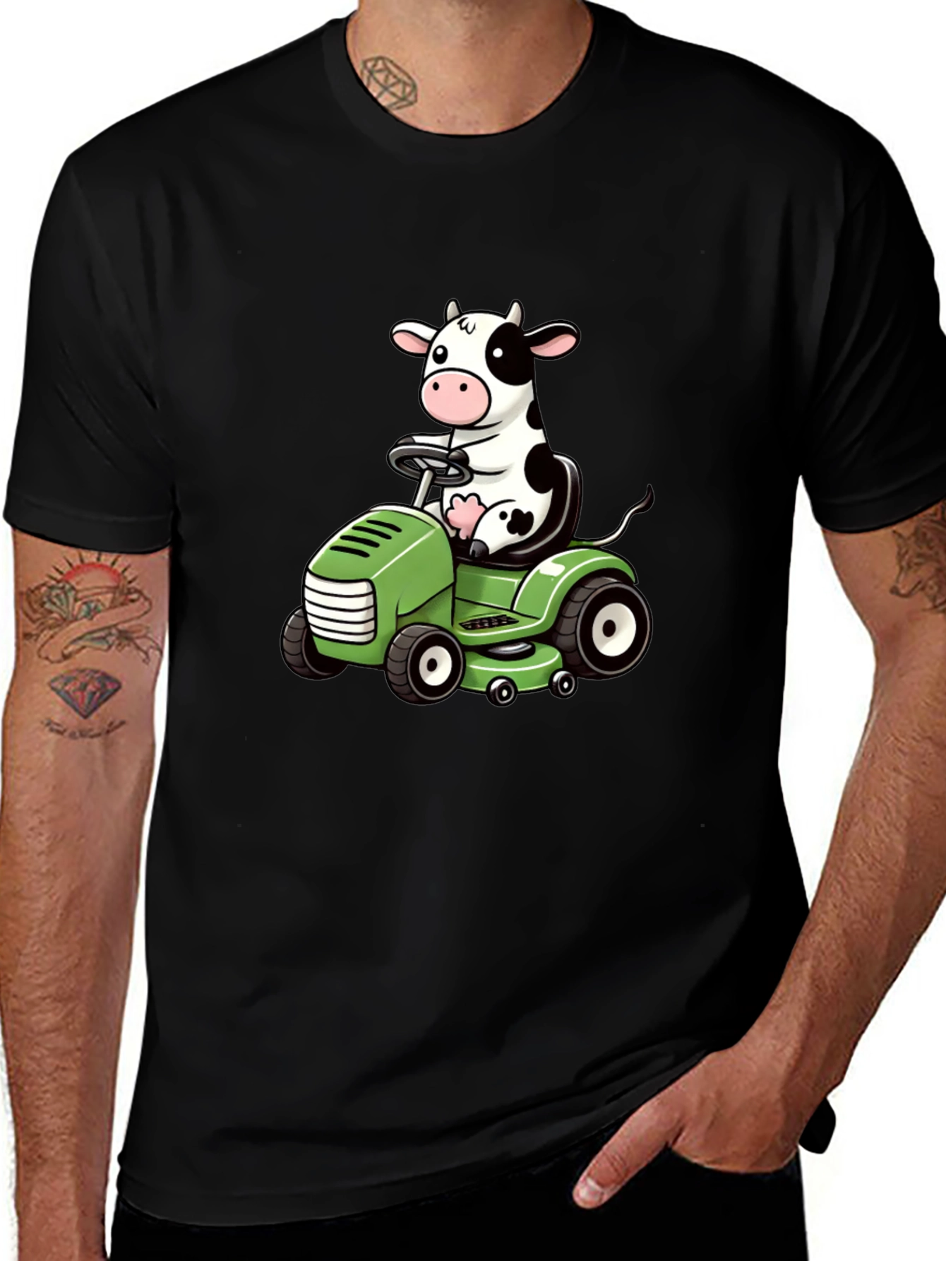 Variant 6 of Cow Riding Lawn Mower Graphic Tee