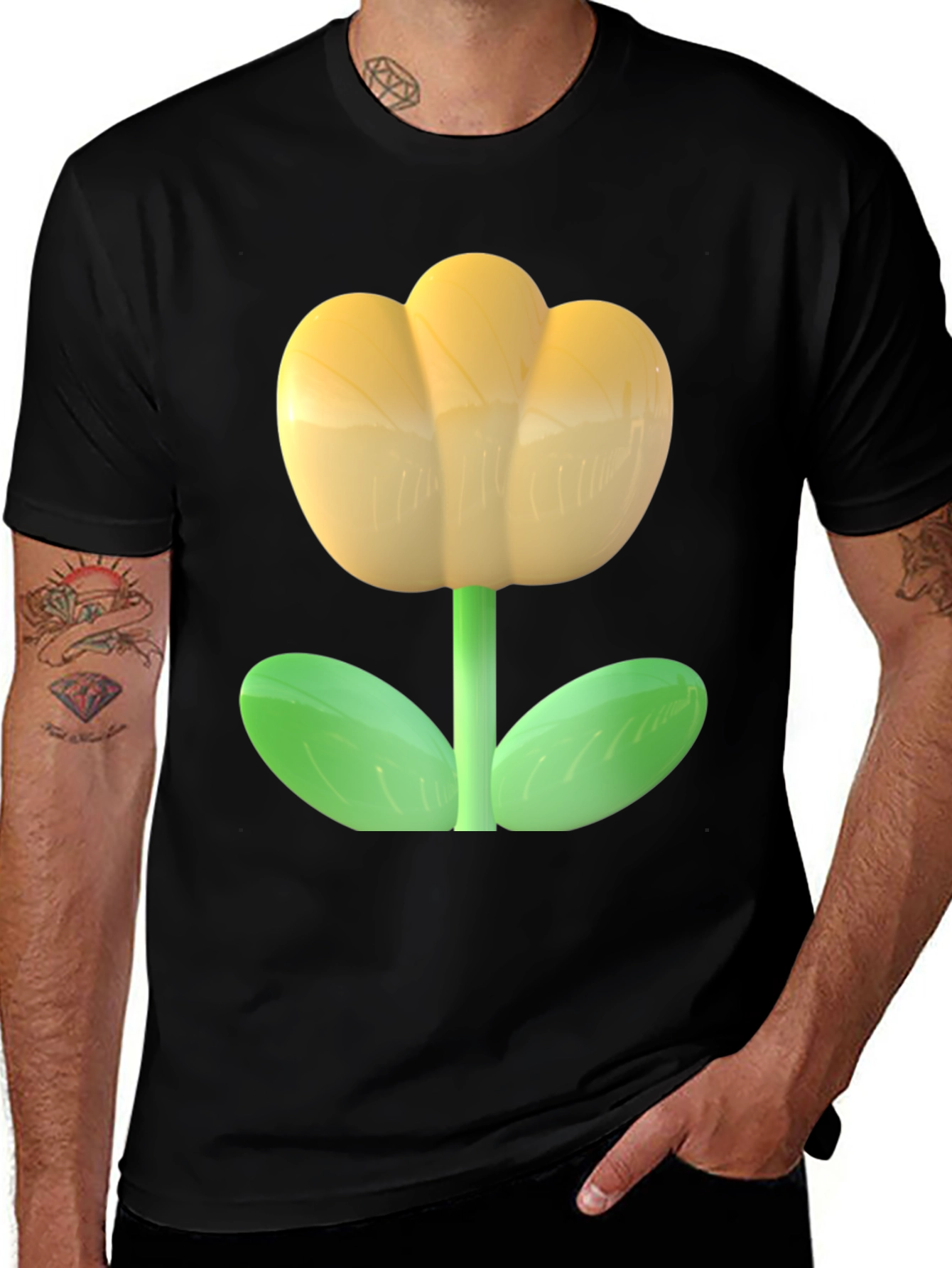 Variant 18 of Yellow Flower Graphic T-Shirt - Casual Comfort