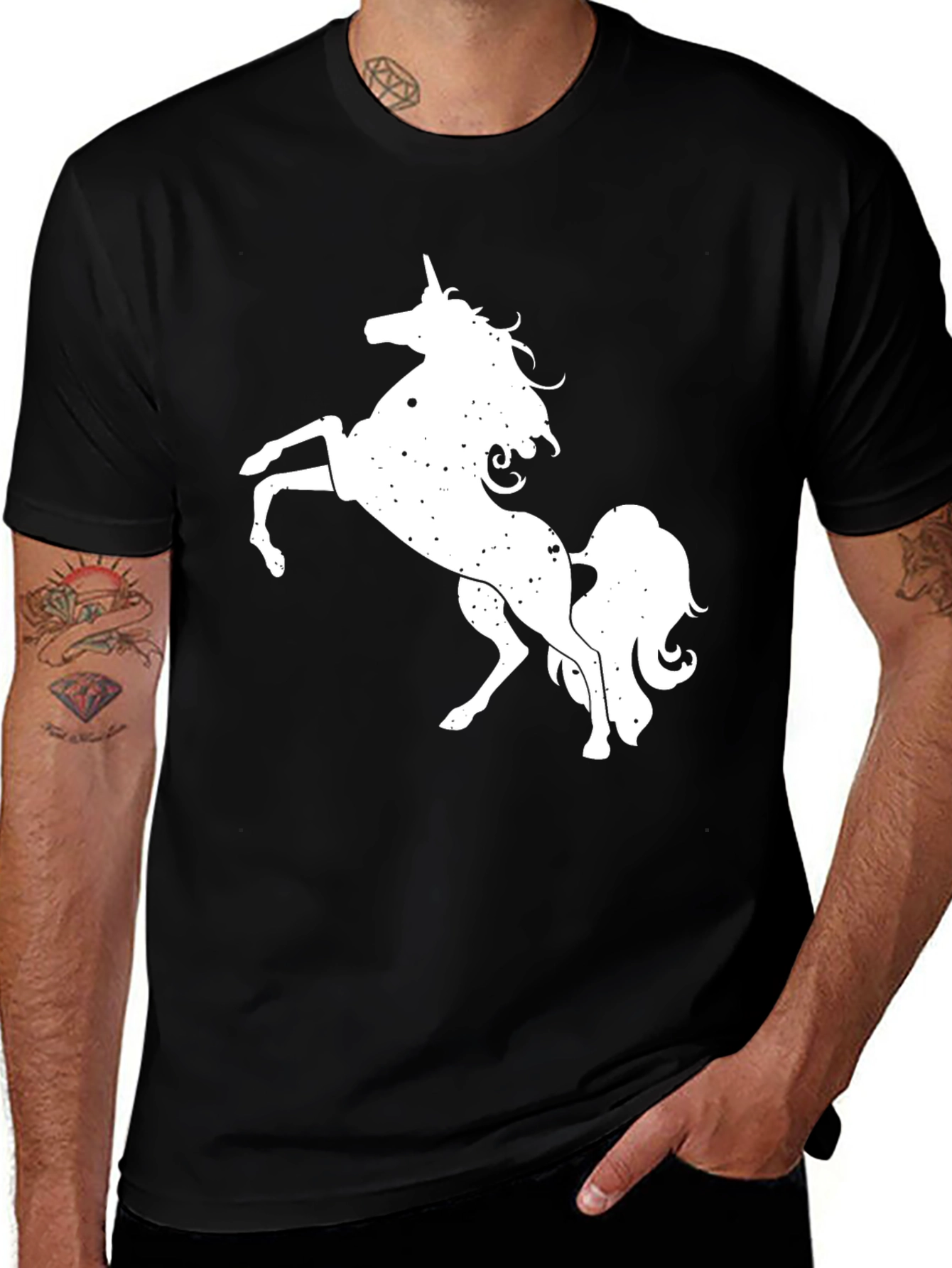Variant 20 of Unicorn Graphic T-Shirt - Men's Black Tee