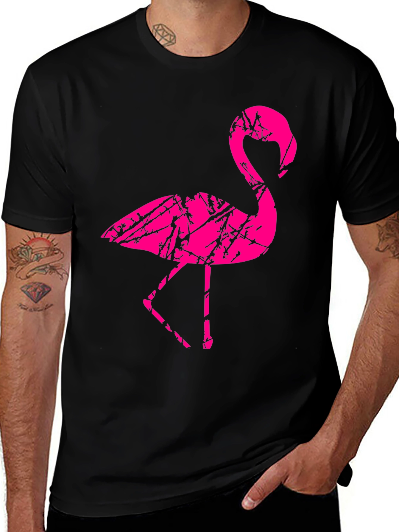 Black Men's Black Flamingo Graphic T-Shirt main image