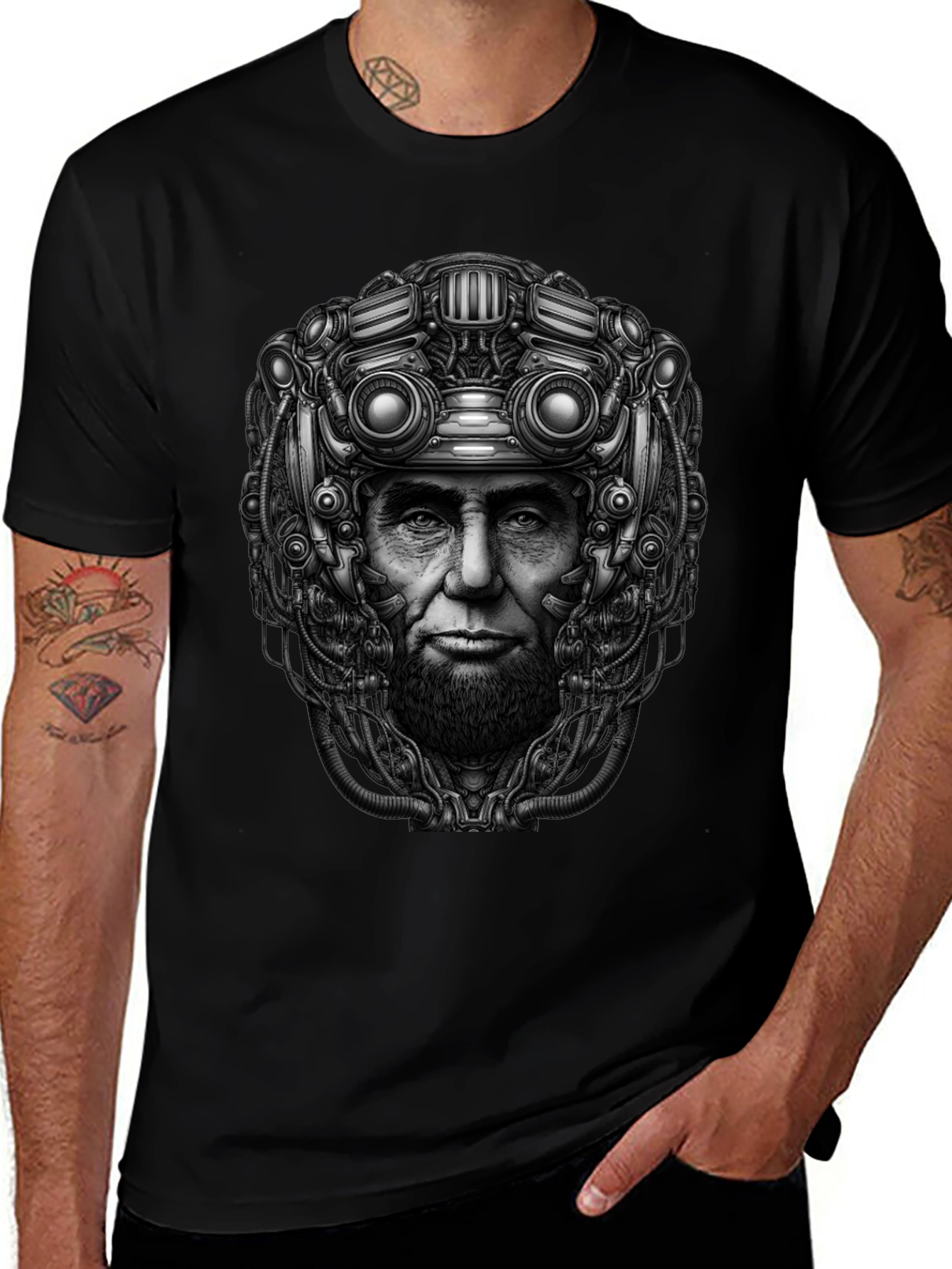 Variant 8 of Steampunk Lincoln Black T-Shirt