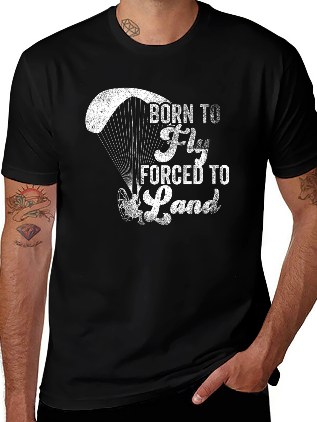 Born to Fly Men's Graphic Tee - Paragliding T-Shirt