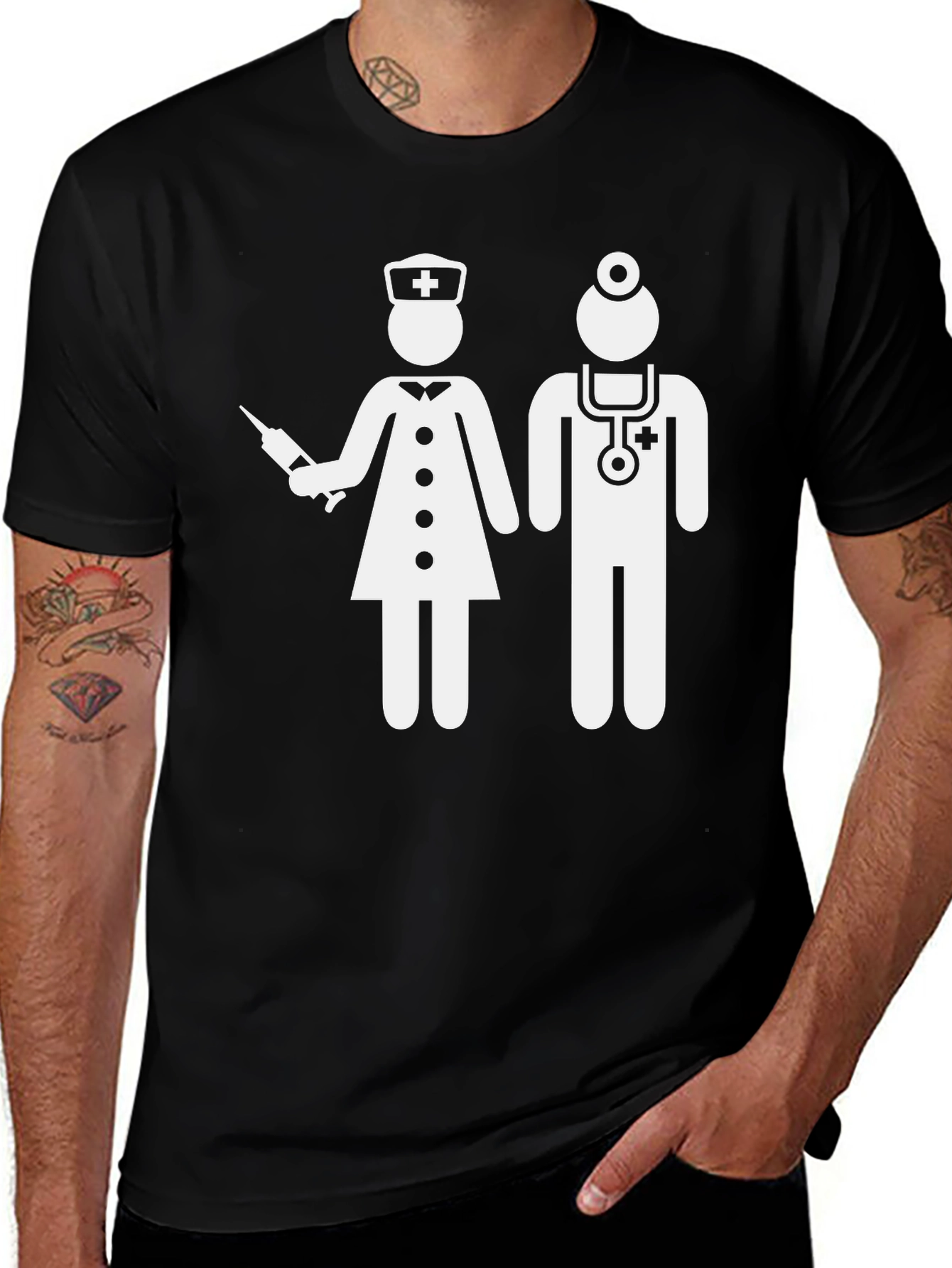 Variant 7 of Medical Professional Graphic T-Shirt - Black Cotton Blend