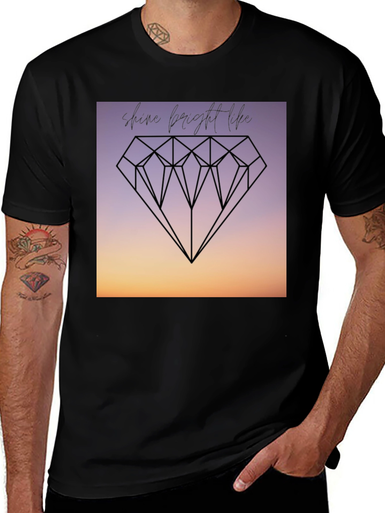 Variant 7 of Shine Bright Diamond Graphic Tee - Black Cotton Shirt