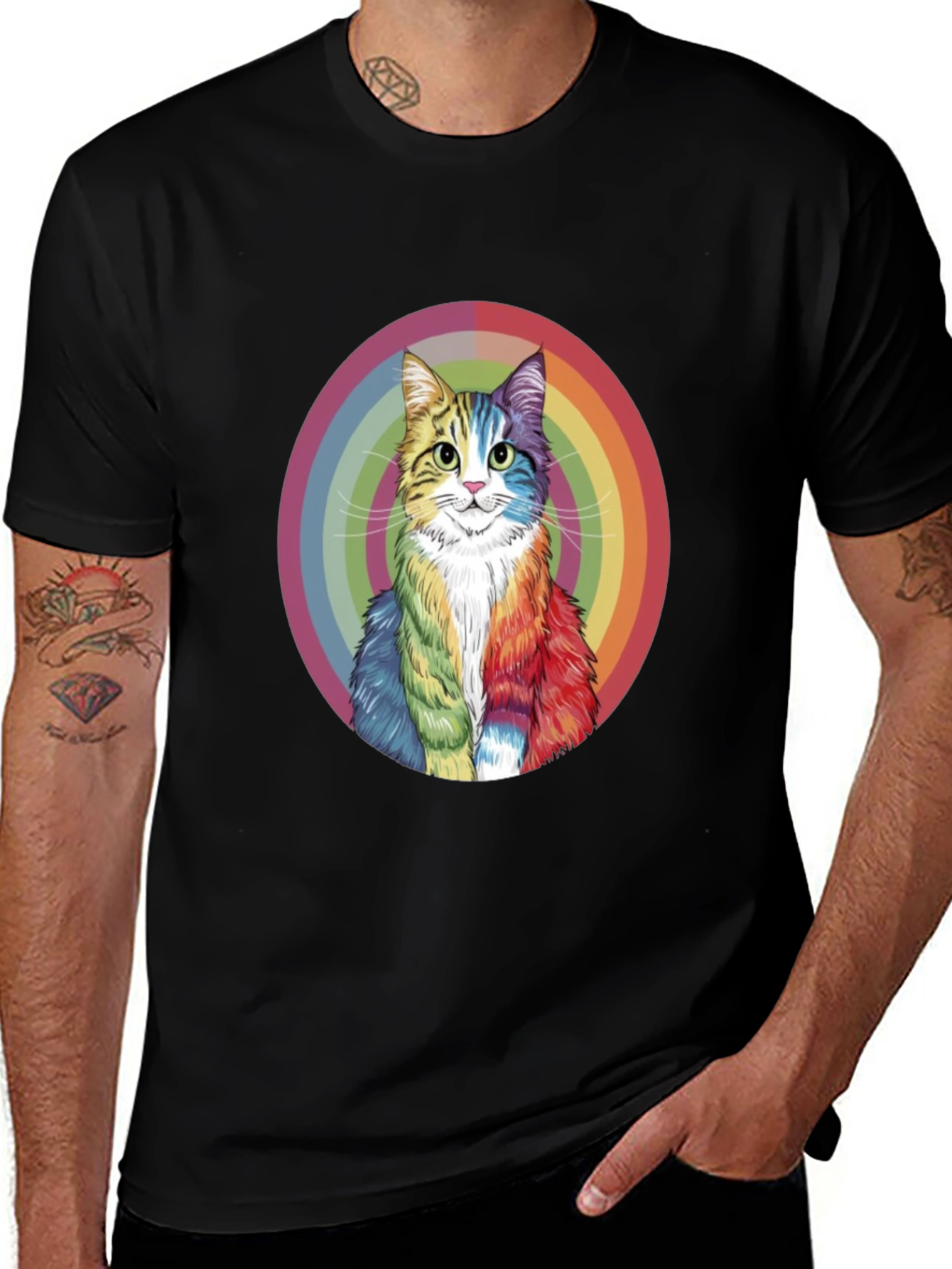 Variant 13 of Rainbow Cat Graphic Tee - Colorful & Unique
