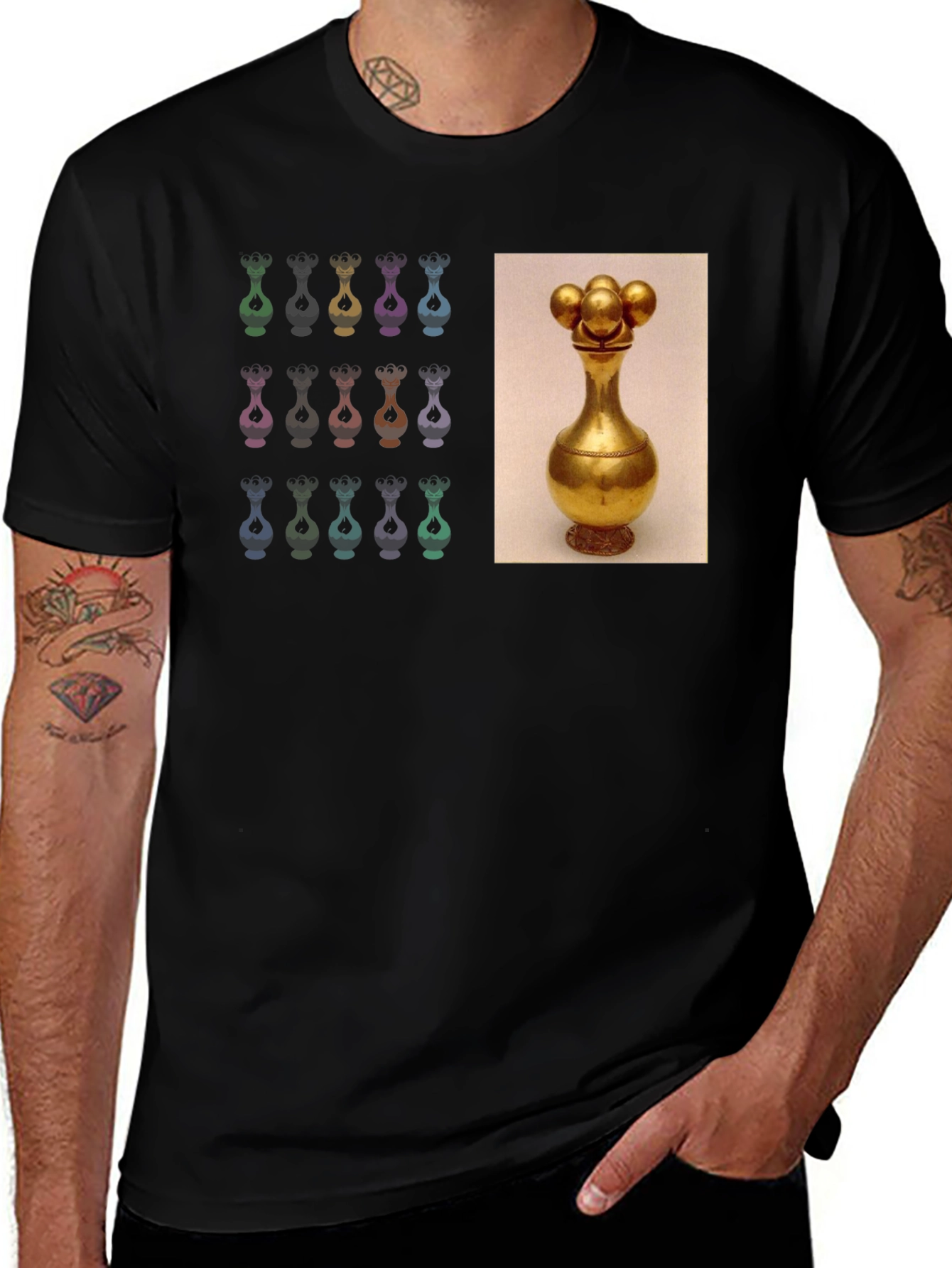 Variant 10 of Unique Graphic Tee - Golden Vessel Design