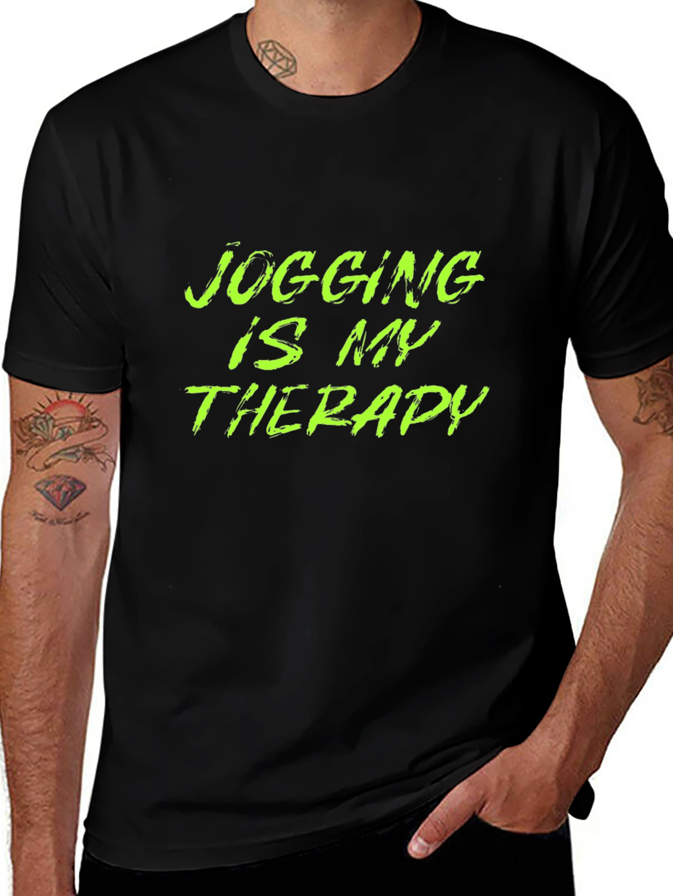 Variant 13 of Jogging is my Therapy T-Shirt - Black