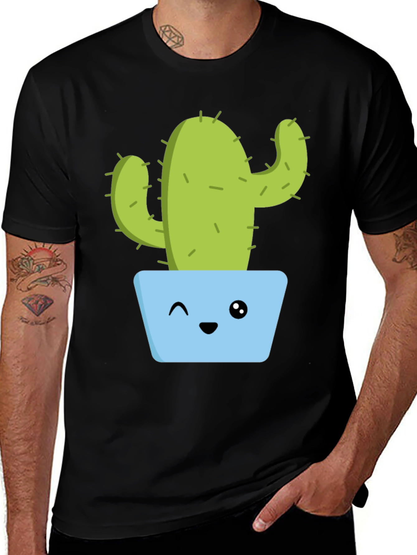 Variant 25 of Cute Cactus Graphic T-Shirt - Funky Men's Tee