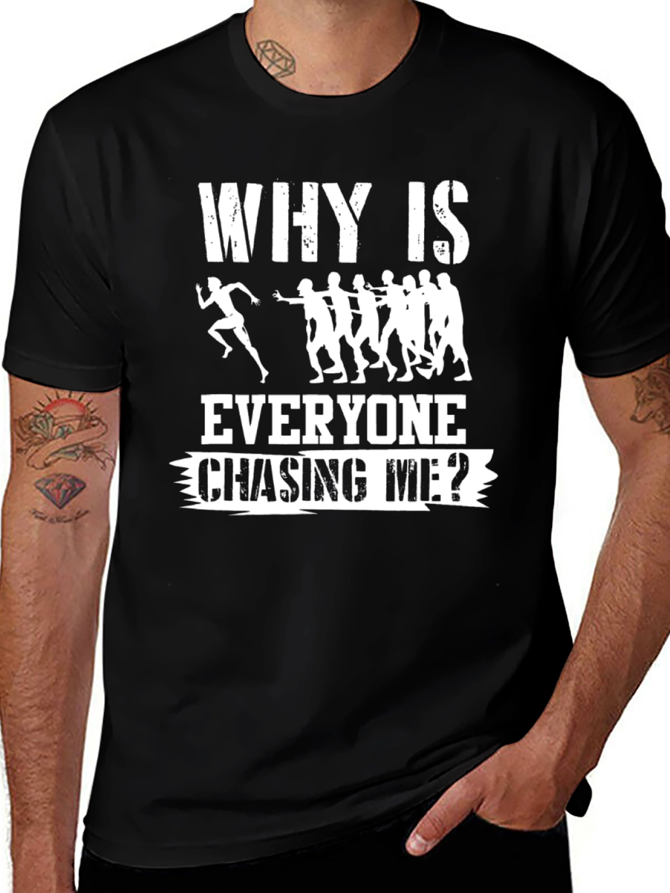 Variant 15 of Funny Running T-Shirt - Why Is Everyone Chasing Me?