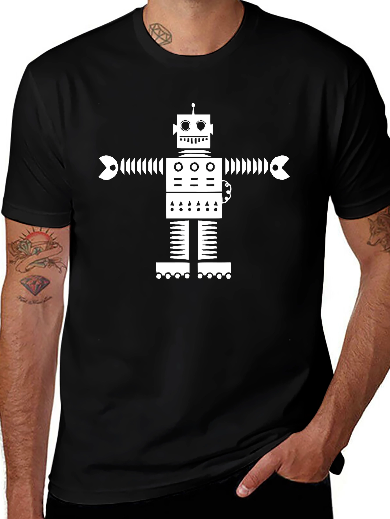 Variant 15 of Retro Robot Graphic Tee - Black