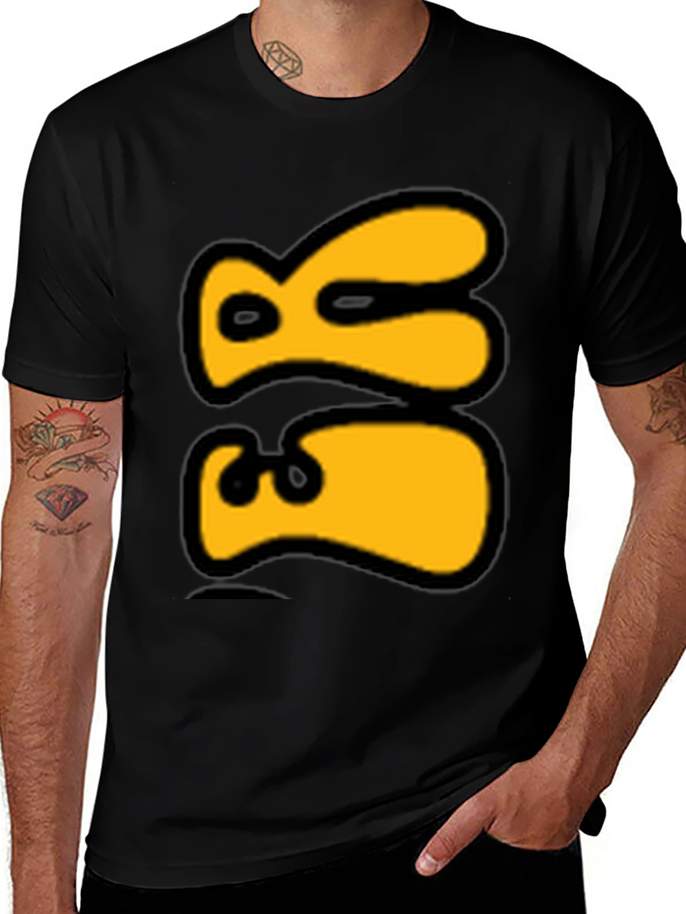 Variant 5 of Bold Graphic Tee - Yellow Abstract Design on Black