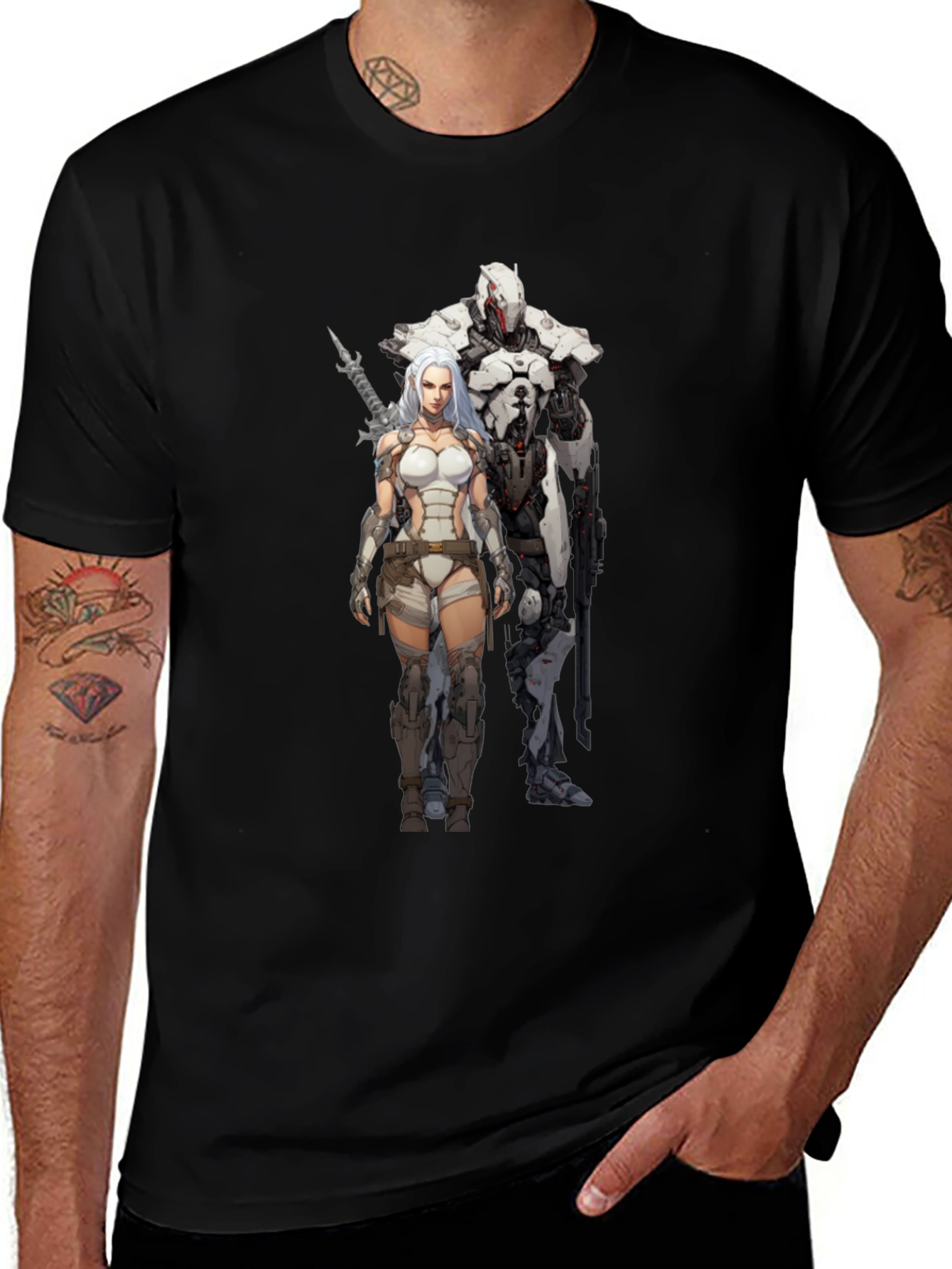 Variant 3 of Sci-Fi Character Graphic Black T-Shirt