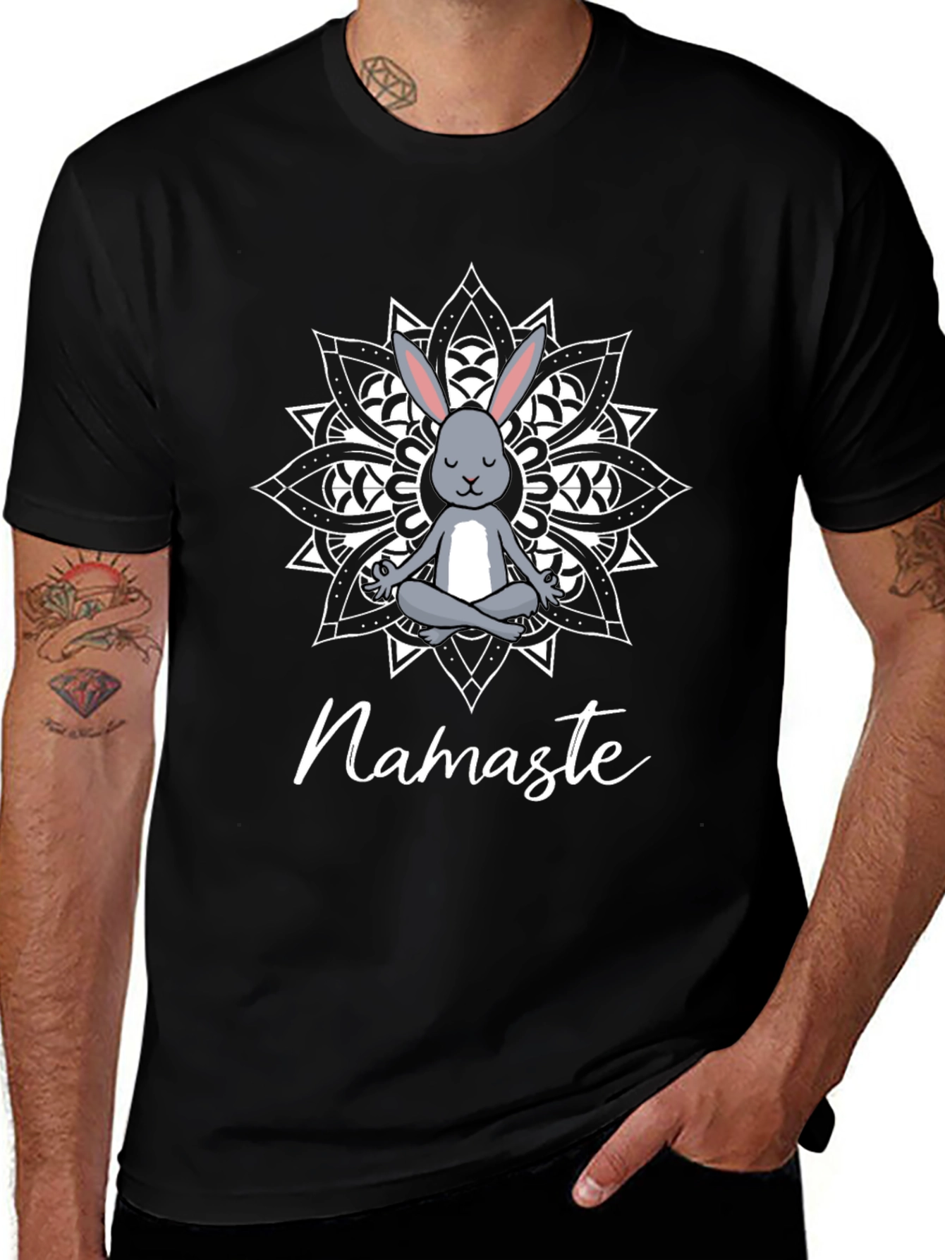 Variant 7 of Namaste Rabbit Mandala T-Shirt