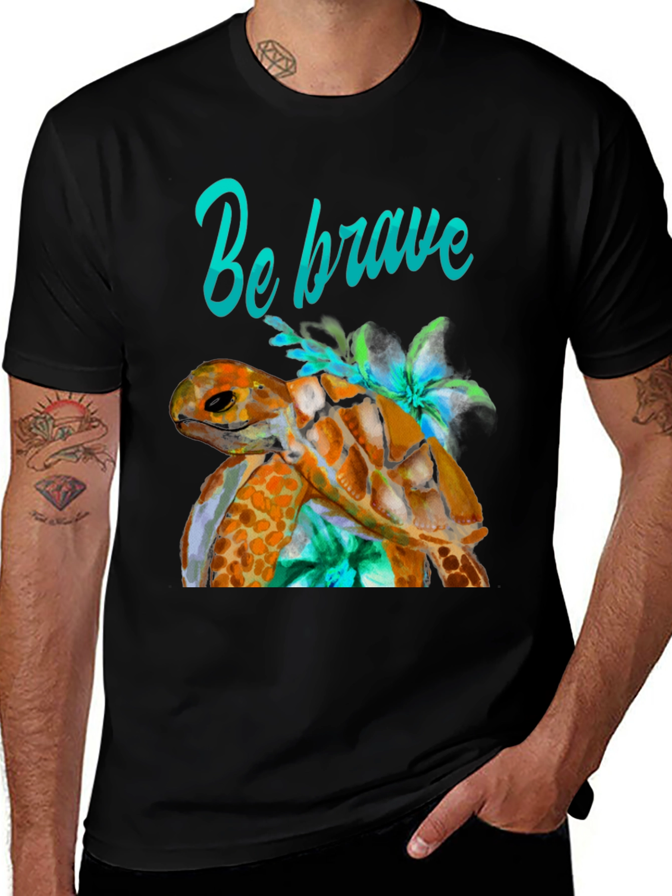 Variant 17 of Be Brave Turtle Graphic T-Shirt