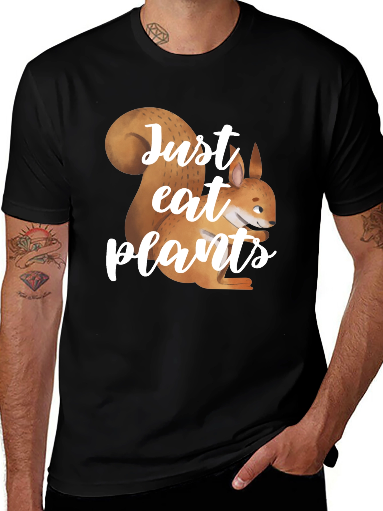 Just Eat Plants T-Shirt: Squirrel Graphic Tee
