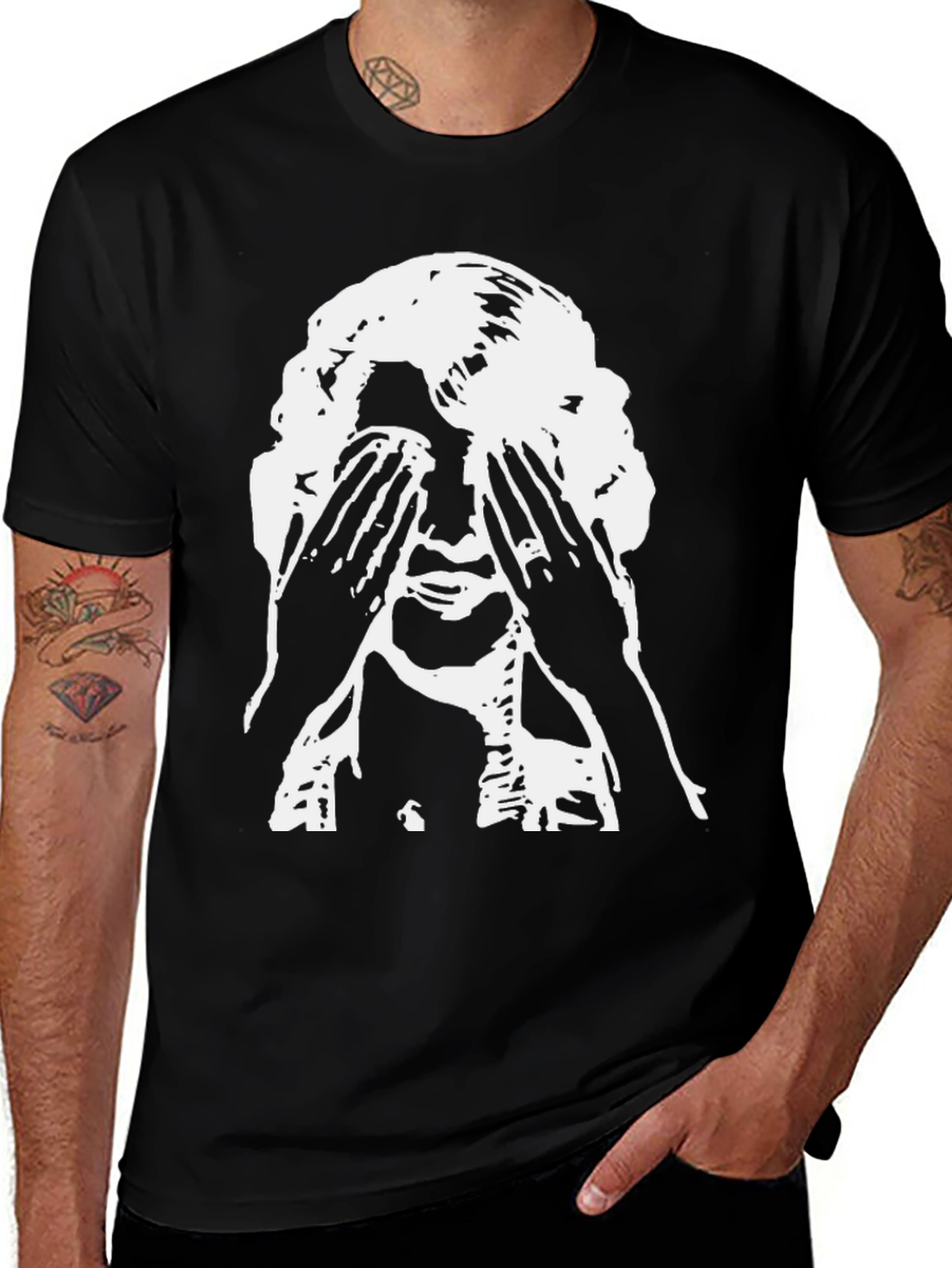 Variant 26 of Mysterious Face Black Graphic Tee