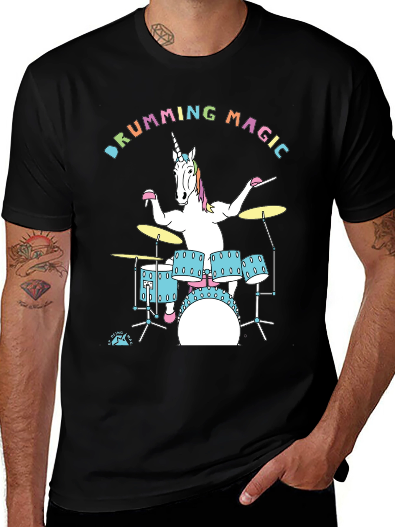 Variant 8 of Drumming Unicorn Graphic Tee