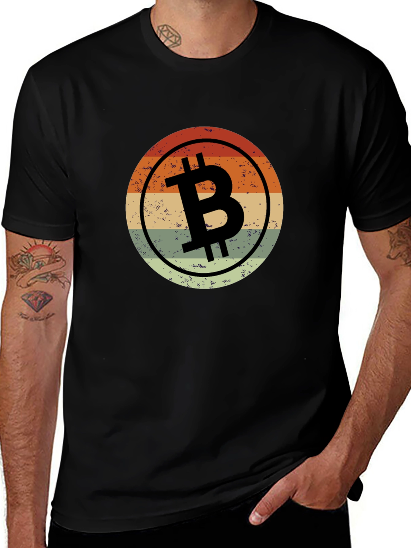 Retro Bitcoin BTC Logo Black T-Shirt