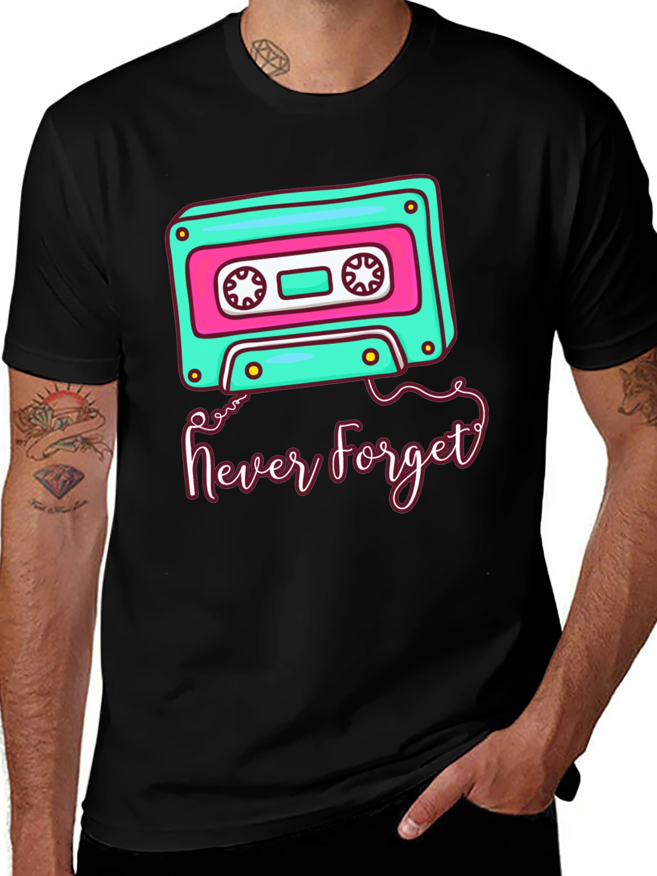 Variant 22 of Retro Cassette Tape "Never Forget" Graphic Tee