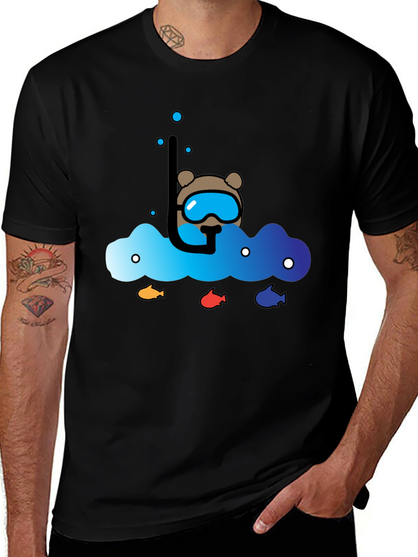 Variant 14 of Scuba Bear Graphic Tee - Dive into Style!