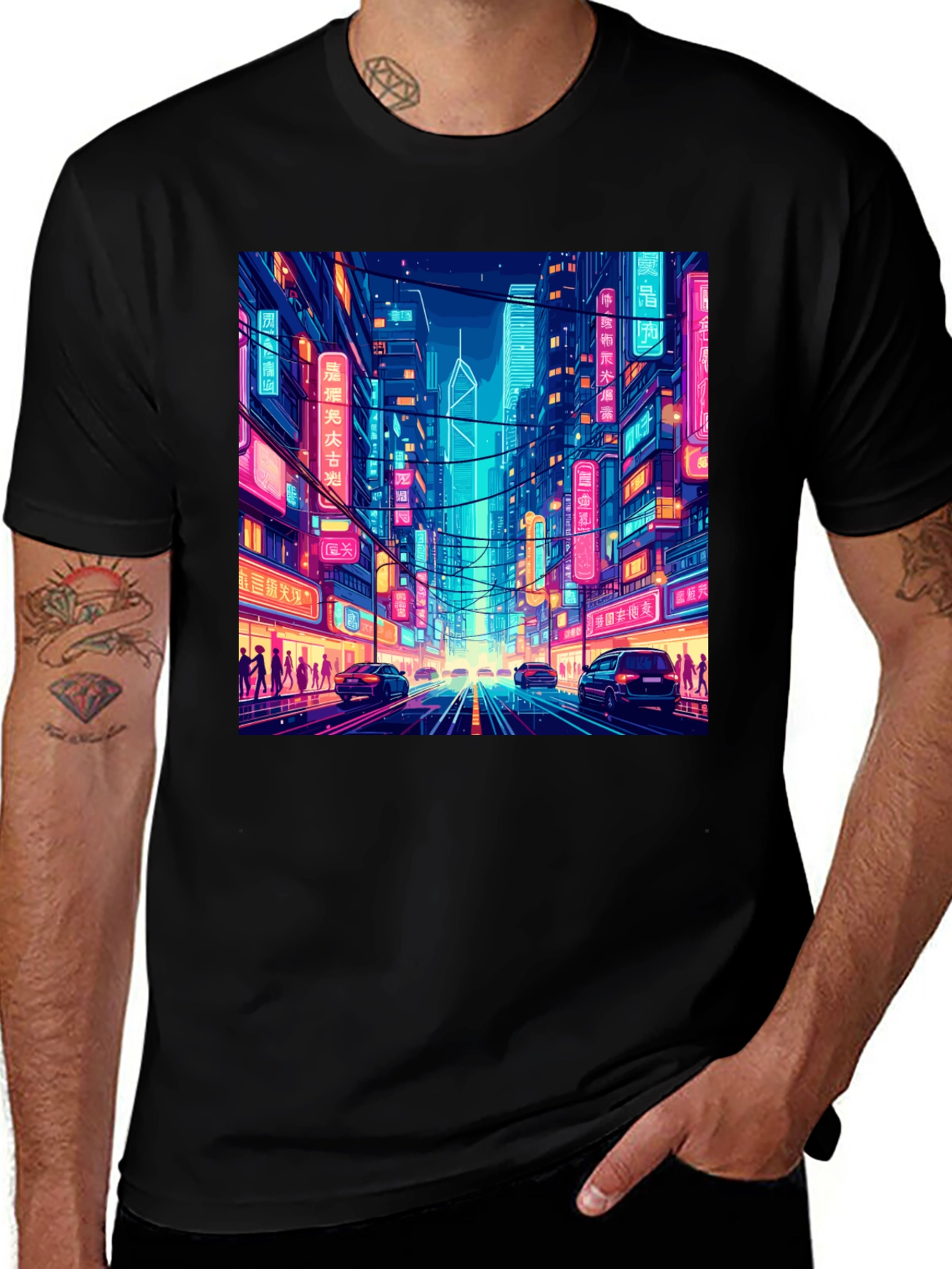 Variant 19 of Neon Cityscape Graphic Tee