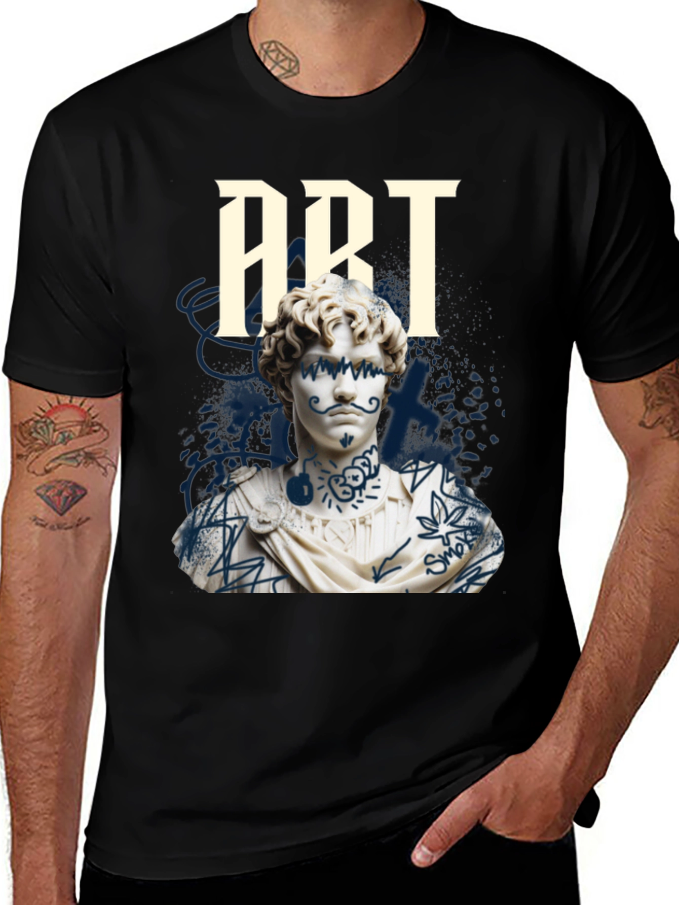 Variant 22 of Edgy Art T-Shirt: Tattooed Bust Graphic Tee
