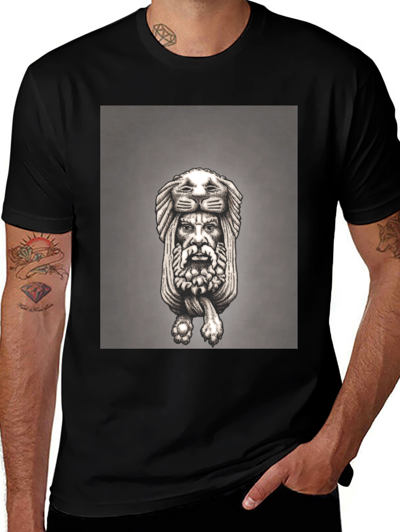 Variant 15 of Lion Headdress Graphic Tee - Black Casual Shirt
