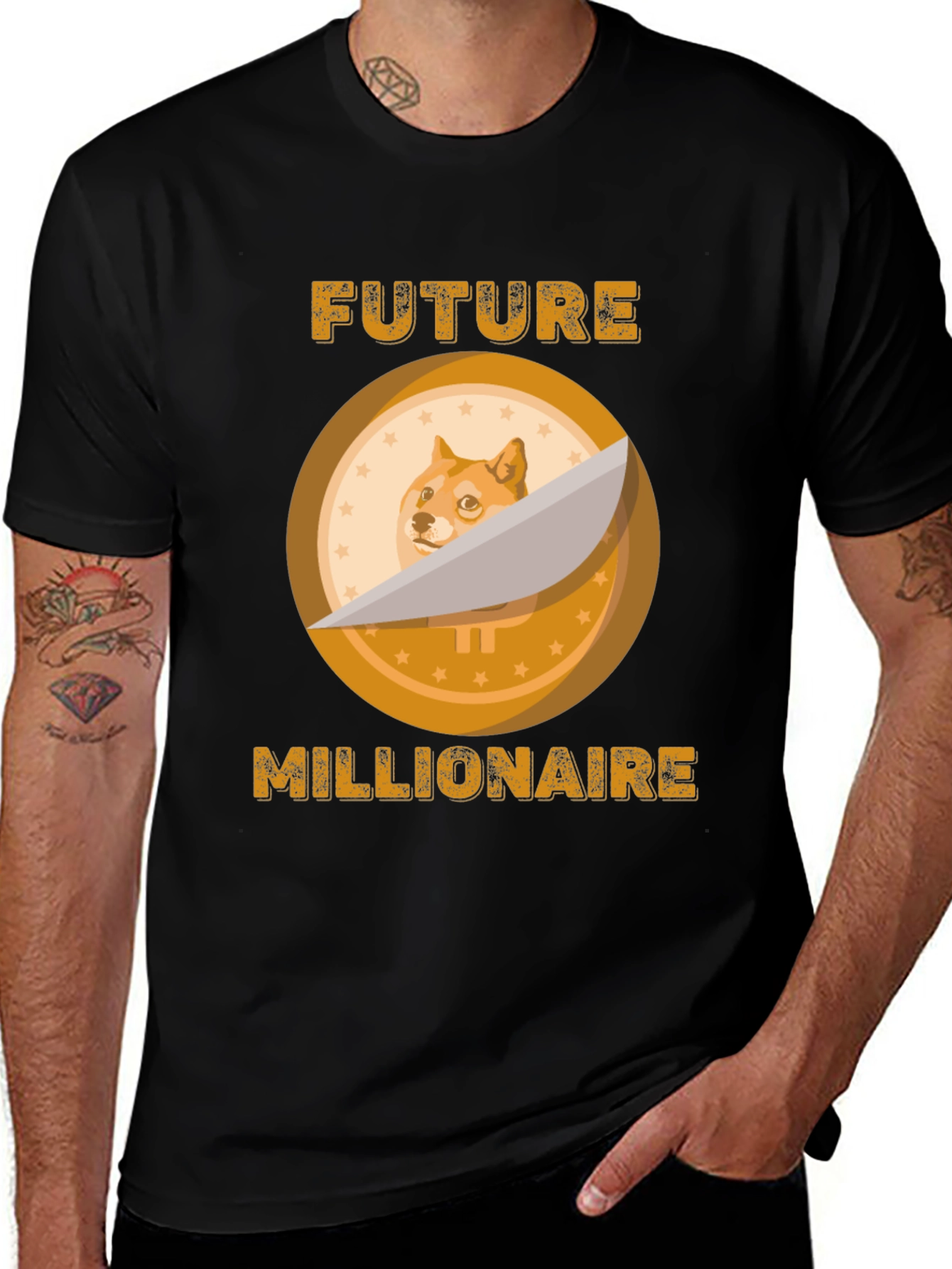 Doge Future Millionaire Graphic Tee - Black Cotton
