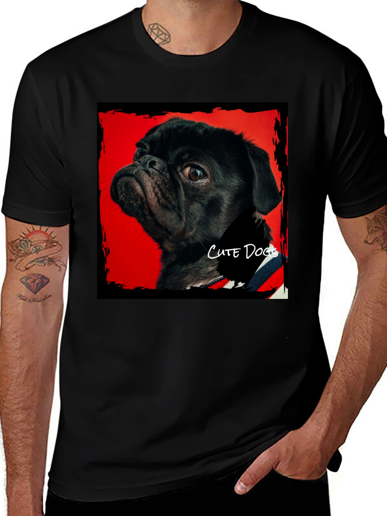 Variant 24 of Cute Dog Graphic Black T-Shirt