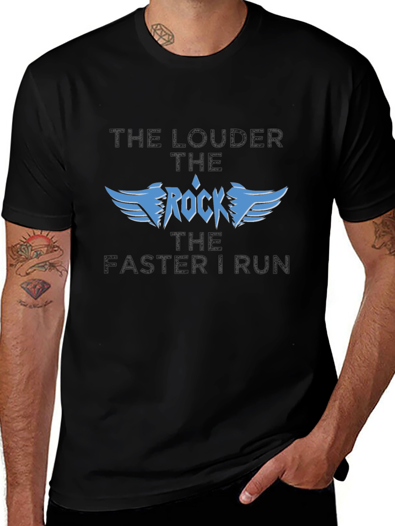 Variant 11 of Rock Music Graphic T-Shirt - Black, Short Sleeve, Cotton Blend