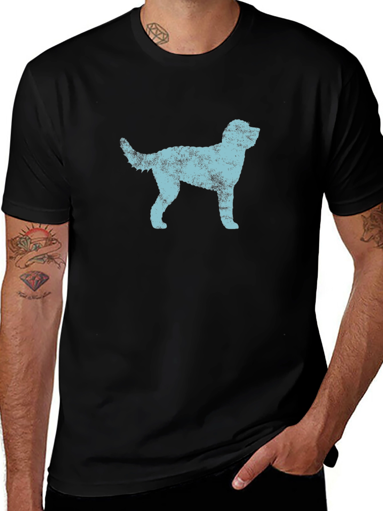 Variant 29 of Distressed Dog Graphic Tee - Black