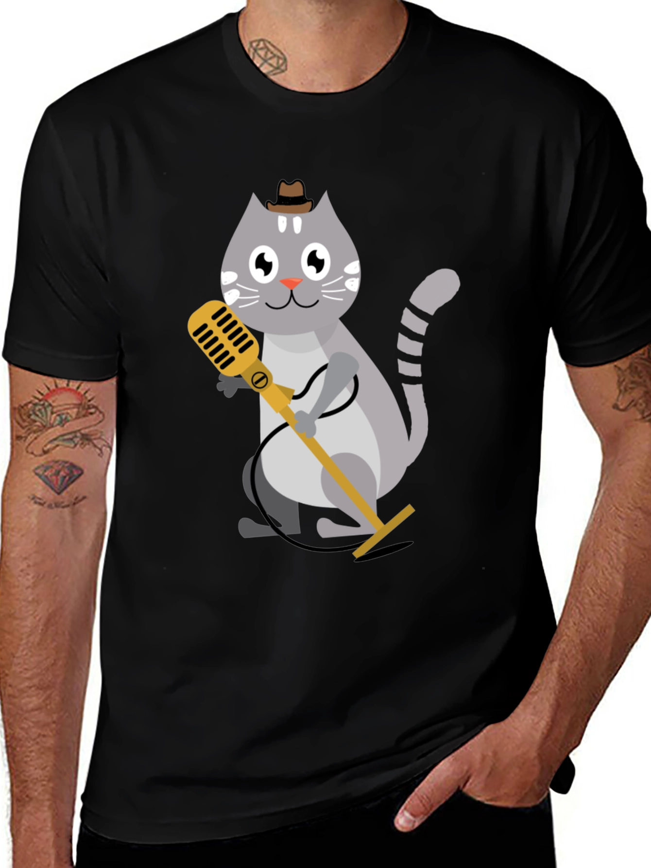 Variant 9 of Cool Cat Singer T-Shirt - Black