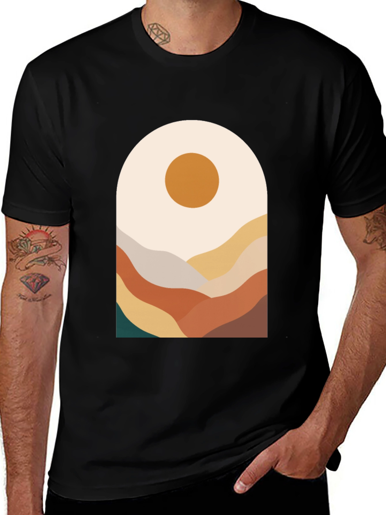 Variant 11 of Boho Mountain Sun Graphic Tee