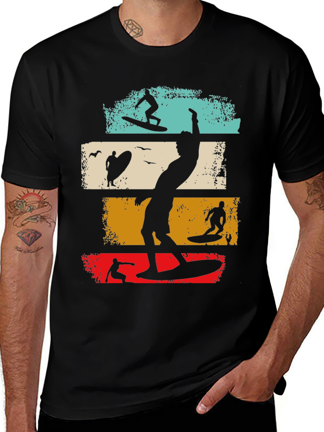 Variant 18 of Retro Surfing Silhouette T-Shirt