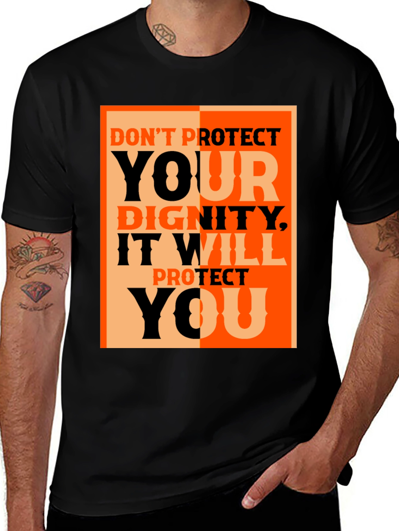 Variant 21 of Dignity Protect You Graphic Tee - Black Cotton T-Shirt